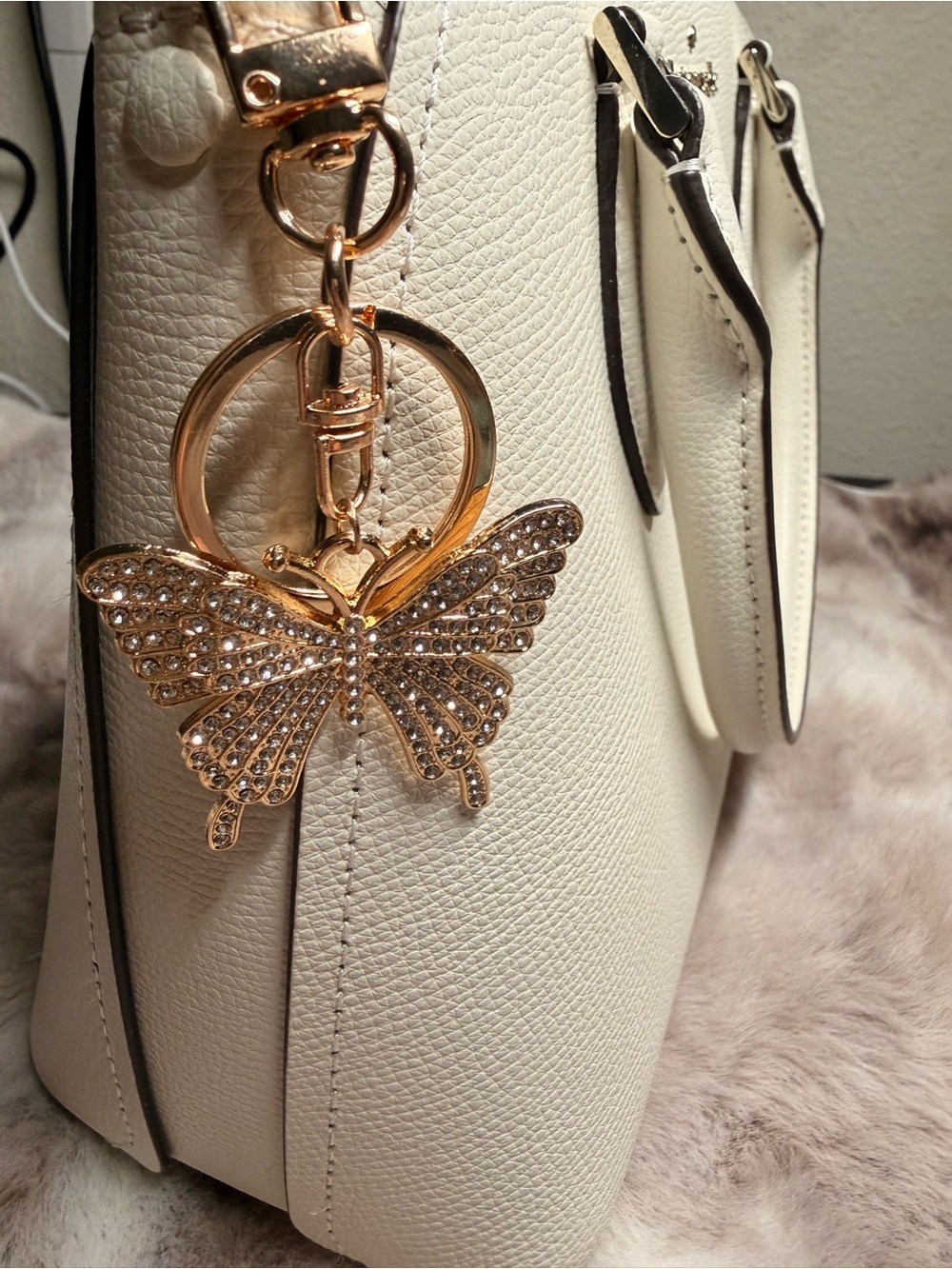 Butterfly Crystal Purse Charm Key Chain With 2 Clasp Types Mothers Day Gift New